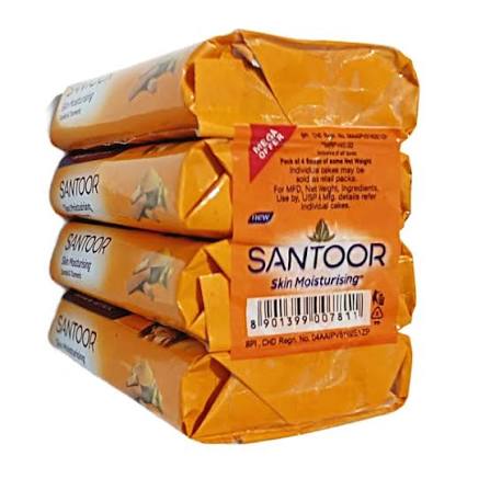 Santoor Sandal & Turmeric Soap Bar, 46g (Pack of 4)